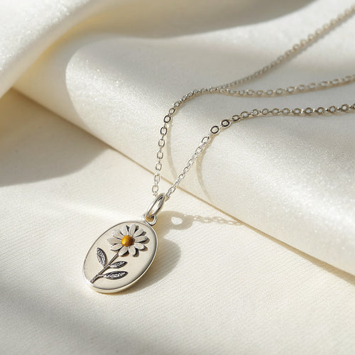 birth flower necklace in sterling silver - Norfloor