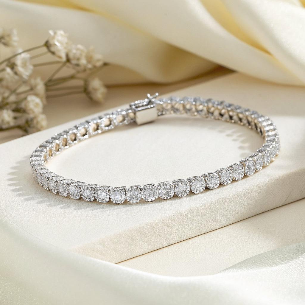 crystal tennis bracelet in sterling silver - Norfloor
