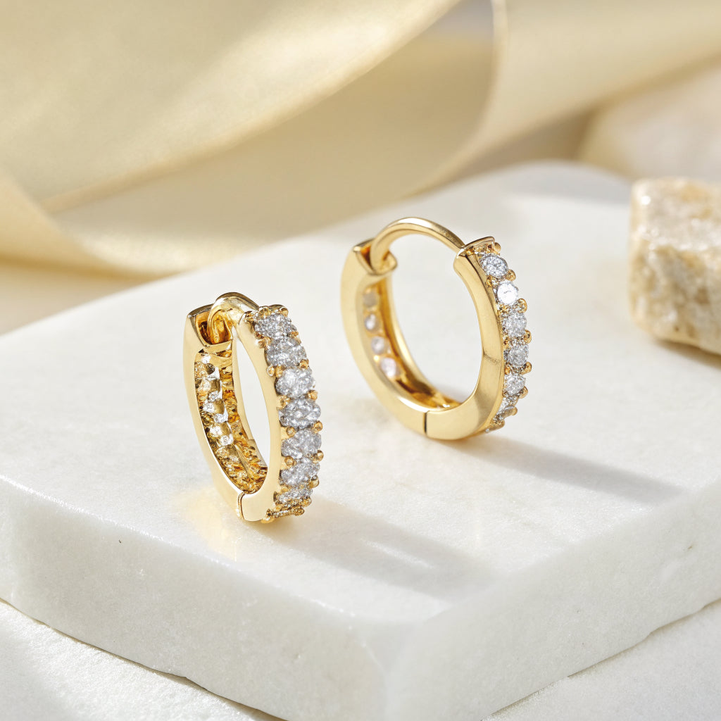 diamond huggie earrings - Norfloor