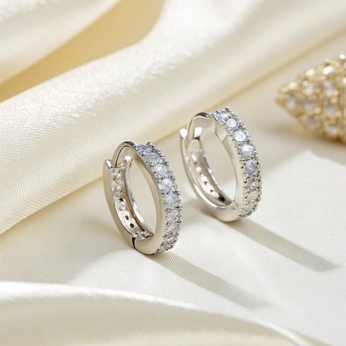 diamond huggie earrings in sterling silver - Norfloor