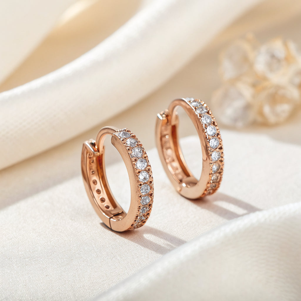 diamond huggie earrings in rose gold - Norfloor