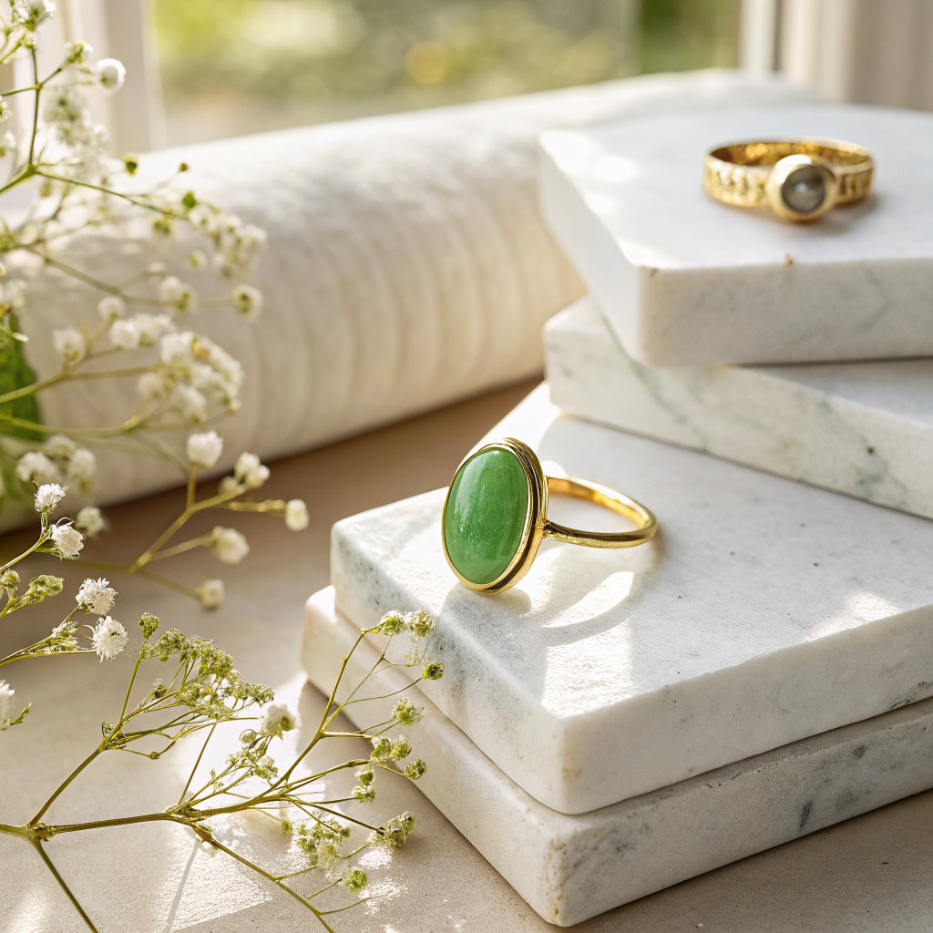 jade ring worn, close-up - Norfloor