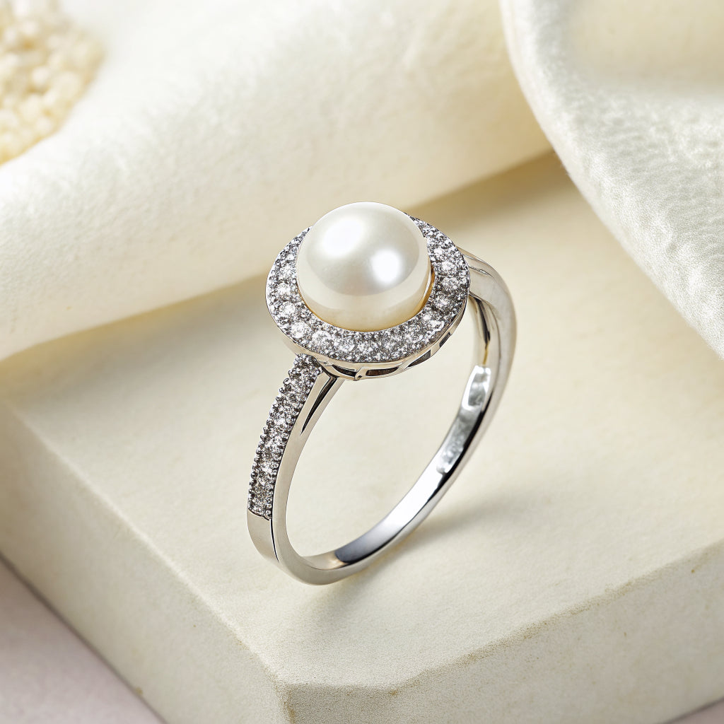 pearl ring in sterling silver - Norfloor