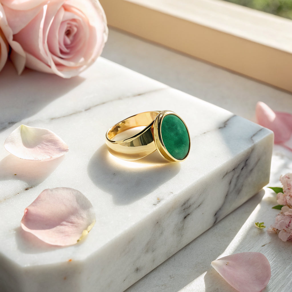 signet ring worn, close-up - Norfloor