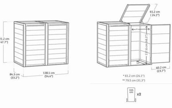 240L Bin Hideaway - Grey - view 3
