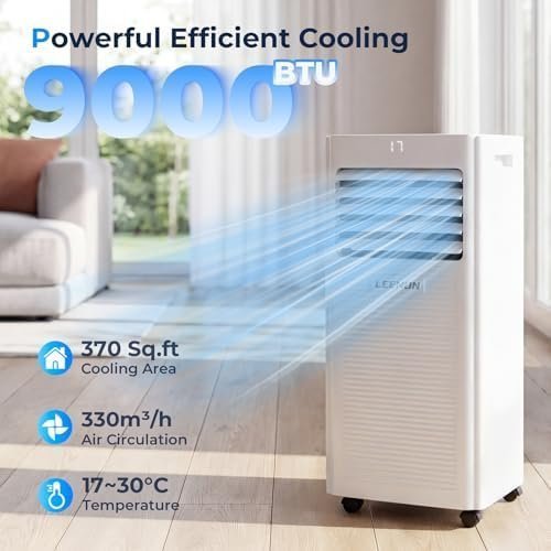 norfloor-9000-btu-portable-air-conditioner-4-in-1-cooling-dehumidifie-4 9000 BTU Portable Air Conditioner, 4-in-1 Cooling, Dehumidifier, Fan & Sleep Mode, Remote Control, 24-Hour Timer, Exhaust Hose Kit, Energy Class A - view 4