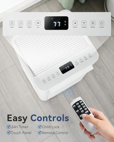9000 BTU Portable Air Conditioner with WiFi Control, 4-in-1 Cooling, Dehumidifier, Fan & Sleep Mode, Remote Control, 24-Hour Timer - view 3