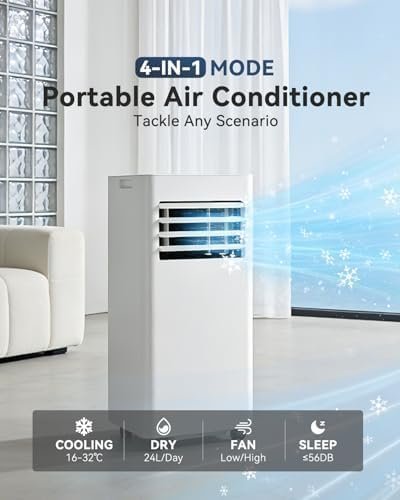 9000 BTU Portable Air Conditioner with WiFi Control, 4-in-1 Cooling, Dehumidifier, Fan & Sleep Mode, Remote Control, 24-Hour Timer - view 5