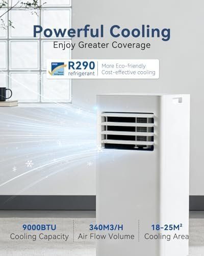 9000 BTU Portable Air Conditioner with WiFi Control, 4-in-1 Cooling, Dehumidifier, Fan & Sleep Mode, Remote Control, 24-Hour Timer - view 6