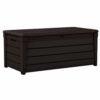 Brightwood 454L Outdoor 60% recycled Garden Furniture Storage Box Brown Wood Panel Effect Fade Free All Weather Resistant Safe and Secure Zero Maintenance 2 year Warranty