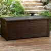 Brightwood 454L Outdoor 60% recycled Garden Furniture Storage Box Brown Wood Panel Effect Fade Free All Weather Resistant Safe and Secure Zero Maintenance 2 year Warranty - view 3
