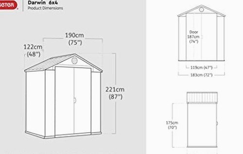 Darwin Outdoor Apex Double Door Garden Storage Shed 6 X 4ft Brown Wood Look And Feel | Fade Free | All Weather Resistant | Safe And Secure | Zero Maintenance | 15 Year Warranty - view 2