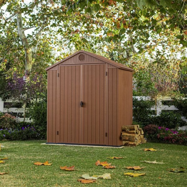 Darwin Outdoor Apex Double Door Garden Storage Shed 6 X 4ft Brown Wood Look And Feel | Fade Free | All Weather Resistant | Safe And Secure | Zero Maintenance | 15 Year Warranty - view 3