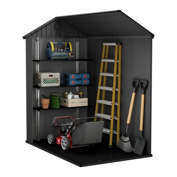 Darwin Outdoor Apex Single Door Garden Storage Shed 6 x 4ft Grey Wood Look and Feel | Fade Free | All Weather Resistant | Safe and Secure | Zero Maintenance | 15 year Warranty - view 6