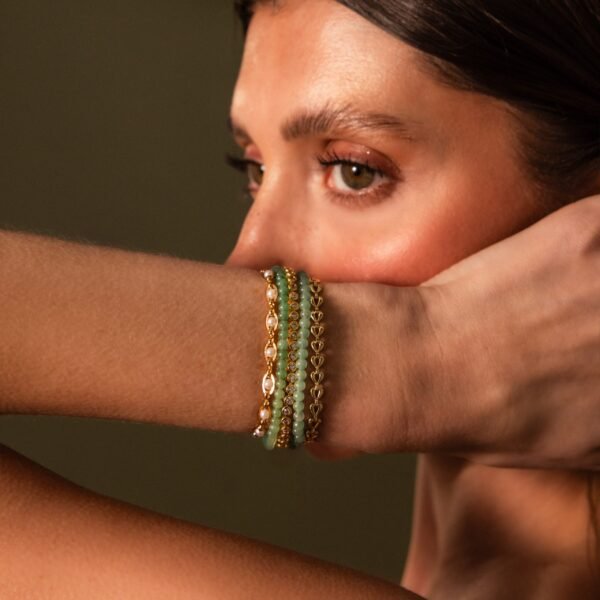 Pearl and Jade-Tone Charm Bracelet - Norfloor