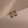 norfloor-staggered-baguette-birthstone-huggie-hoops-1 Staggered Baguette Birthstone Huggie Hoops - Norfloor