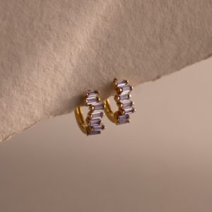 norfloor-staggered-baguette-birthstone-huggie-hoops-1 Staggered Baguette Birthstone Huggie Hoops - Norfloor