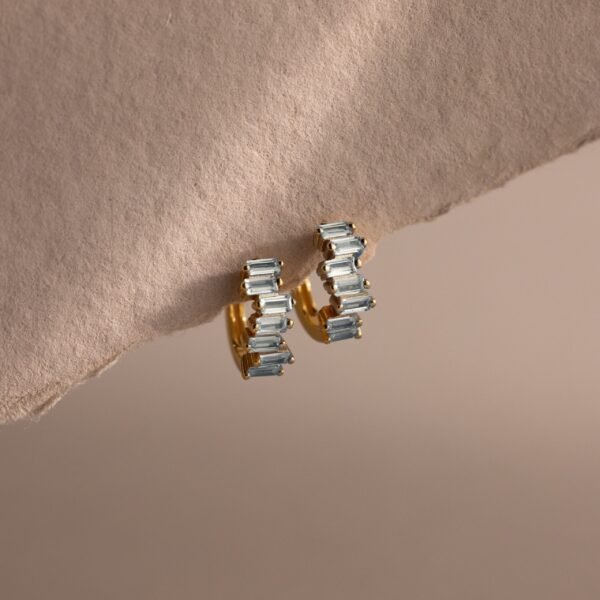 norfloor-staggered-baguette-birthstone-huggie-hoops-3 Staggered Baguette Birthstone Huggie Hoops - Norfloor