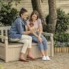Eden Bench 265L Outdoor 60% recycled Garden Furniture Storage Box Beige & Brown Wood Panel Effect | Fade Free | All Weather Resistant | Safe and Secure | Zero Maintenance | 2 year Warranty - view 3