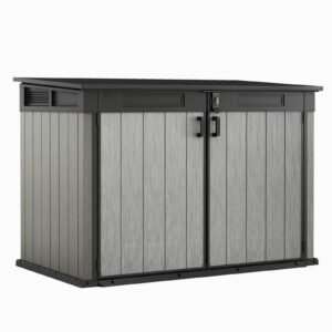 Grande Store Outdoor Double Door Garden Furniture Storage Shed Grey Duotech+ Wood Look and Feel | Fade Free | All Weather Resistant | Safe and Secure | Zero Maintenance