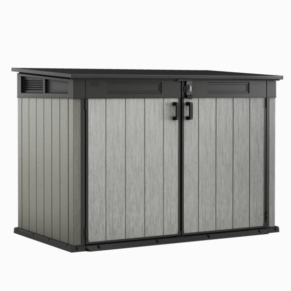 Grande Store Outdoor Double Door Garden Furniture Storage Shed Grey Duotech+ Wood Look and Feel | Fade Free | All Weather Resistant | Safe and Secure | Zero Maintenance