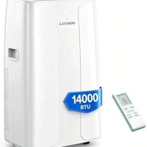 Portable Air Conditioner 14000 BTU, 4-in-1 Cooling, Dehumidifier, Fan & Sleep Mode, 24-Hour Timer, Auto-Swing, Remote Control, Exhaust Hose