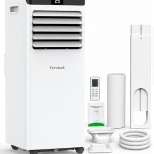 Portable Air Conditioner for Rooms up to 269 sq.ft, 4-in-1 Cooling, Dehumidifier, Fan & Sleep Modes, Remote Control, 24-Hour Timer, Window Kit