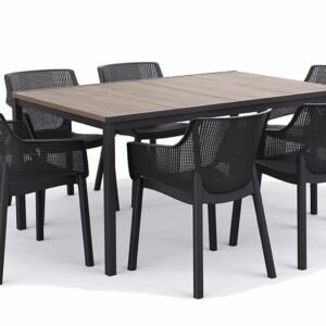 Signature Porto 160cm Table + Elisa Dining Chair, Set of 6 - Ashwood Brown