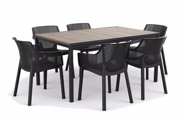 Signature Porto 160cm Table + Elisa Dining Chair, Set of 6 - Ashwood Brown