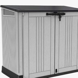 Store It Out Nova Outdoor Garden Furniture Storage Shed Light Grey with Dark Grey Lid | Fade Free | All Weather Resistant | Safe and Secure | Zero Maintenance | 5 year Warranty