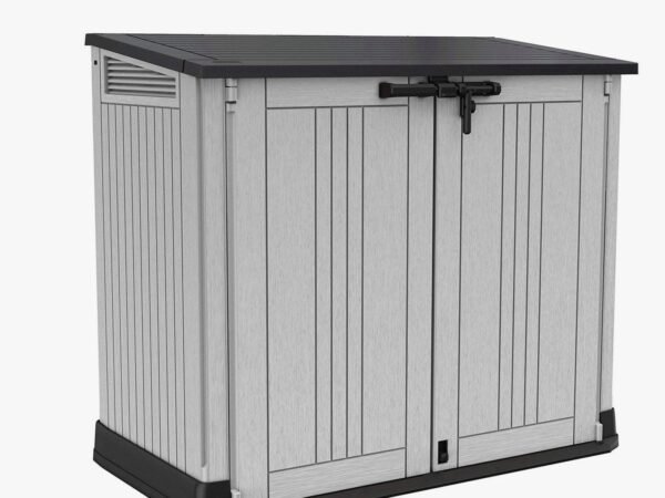Store It Out Nova Outdoor Garden Furniture Storage Shed Light Grey with Dark Grey Lid | Fade Free | All Weather Resistant | Safe and Secure | Zero Maintenance | 5 year Warranty