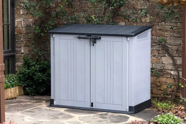 Store It Out Nova Outdoor Garden Furniture Storage Shed Light Grey with Dark Grey Lid | Fade Free | All Weather Resistant | Safe and Secure | Zero Maintenance | 5 year Warranty - view 6