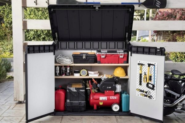 Store It Out Premier XL Outdoor Garden Storage Shed, Grey and Black, 141 x 82 x 123.5 cm - view 3