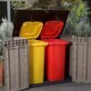 Store It Out Pro Outdoor Garden Furniture Storage Shed Beige with Brown Lid Fade Free All Weather Resistant Safe and Secure Zero Maintenance 5 year Warranty - view 3